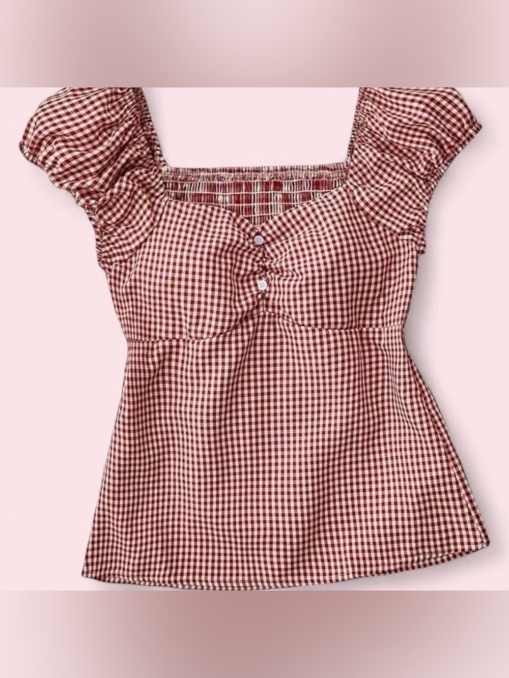 Red Gingham Babydoll Top